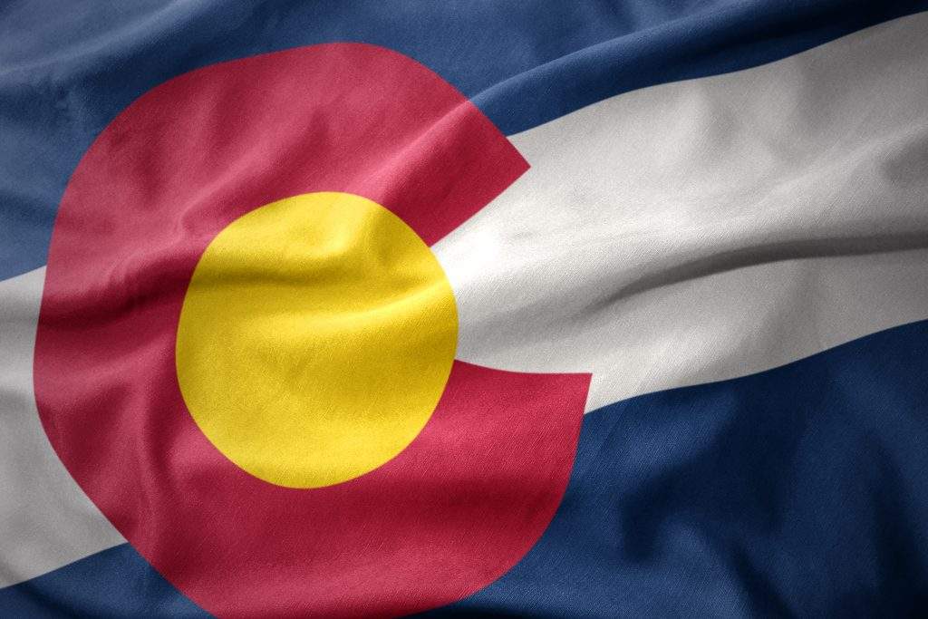 waving colorful national flag of colorado state.